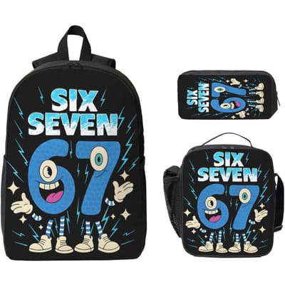 3 Stuks 67 Zes Zeven 6-7 Italiaanse Hersenkronkel Rugzak Set Etui Sets Schooltas Sets met Lunchbox Voor Schoolleerlingen Rugzak