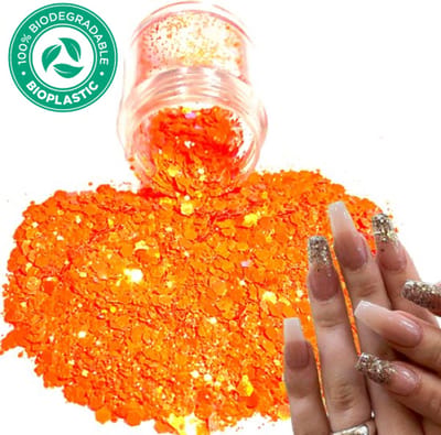 Chunky Glitters (Oranje) [Volume 8g - Festival Glitter Outfit Nagel Decoratie Versiering - Manicure Kunstnagels Nepnagels Acryl Nagels - Kinderen Volwassenen Dames Glitters]