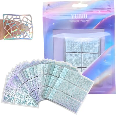YUBBI Nail Art Nagel Sjabloon Stickers - Zelfklevende Nagelstickers & Nageldecoratie - 24 Vellen