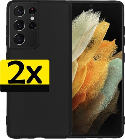 Hoesje - 2 Stuks - Geschikt voor Samsung Galaxy S21 Ultra - Sterk & Shockproof - Case Siliconen - Back Cover - Telefoon Hoes - Telefoonhoesjes - Zwart