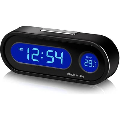 Auto Klok Tijd Horloge Mini Elektronische Auto Klokken Lichtgevend Interieur Thermometer LCD Achtergrondverlichting Digitaal Display Auto Accessoires blue