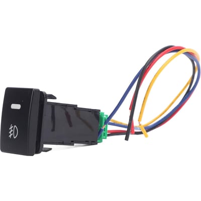 Interrupteur à bouton-poussoir pour phare antibrouillard avec faisceau de câblage, voyant de fond LED, multifonctionnel, étanche black