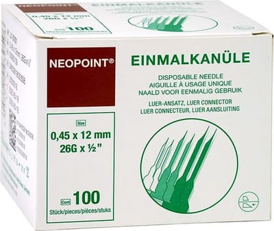 Neopoint Disposable canules speciale maten 12 x 0,45 mm Insuline (kort) bruin