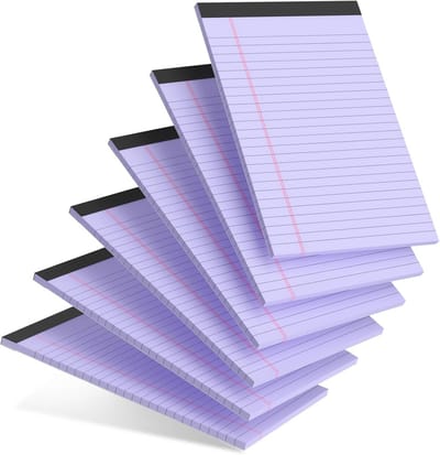 6 x kleine notitieblok 5 x 8 inch college ruled lijnen paars