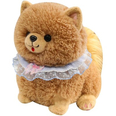 Knuffelhond Pomeriaan Pluche Speelgoed Real Life Peluche Knuffeldieren Zachte Puppy Huisdier Pop Kinderen Kinderen Meisjes Mooi Verjaardagscadeau 25cm bruin