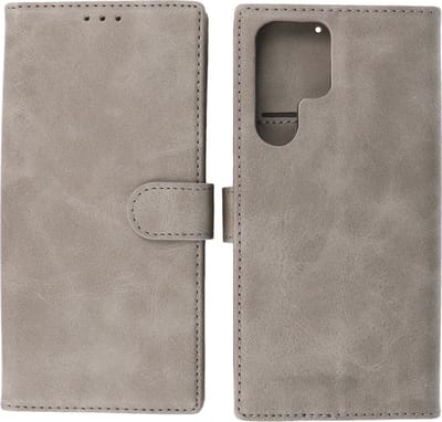Hoesje Geschikt voor Samsung Galaxy S22 Ultra - Book Case Telefoonhoesje - Kaarthouder Portemonnee Hoesje - Wallet Cases - Grijs