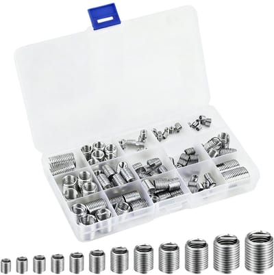 Dailygoods- Schroefdraadinzetstukken 140-Delig - Draadreparatieset M3-M12 - RVS Materiaal - Slijtvast - Corrosiebestendig - Kunststof Opbergdoos