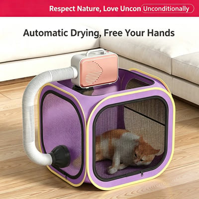 LearnLogic Droogbox voor katten en honden draagbare opvouwbare droogkamer voor katten droogkooi voor kleine middelgrote en grote honden paars