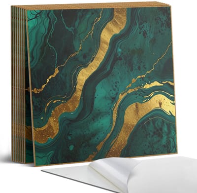 Coloray Plaktegels - Golven van abstracte structuur Portugese Tegels - 30 cm x 30 cm - Groente Plaktegels - 9 stuks - Vierkant PVC Tegels - Plaktegels Keuken - Zelfklevende Vloertegels - Vinyl Tegels Zelfklevend - Zelfklevende Tegels