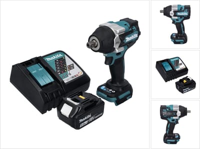 Makita DTW 701 RT1 accu slagmoersleutel 18 V 700 Nm 1/2" XPT Borstelloos + 1x oplaadbare accu 5.0 Ah + lader