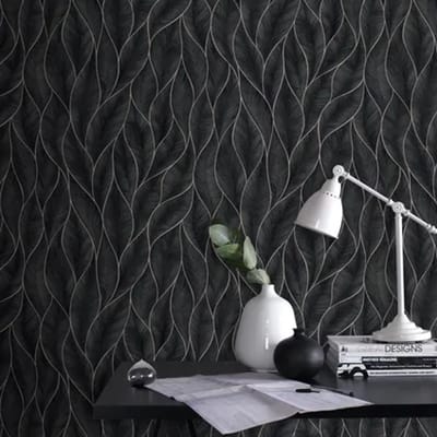 Decomode Vliesbehang Subtle Leaves - Blauw - Zilver - 10,05m X 53cm