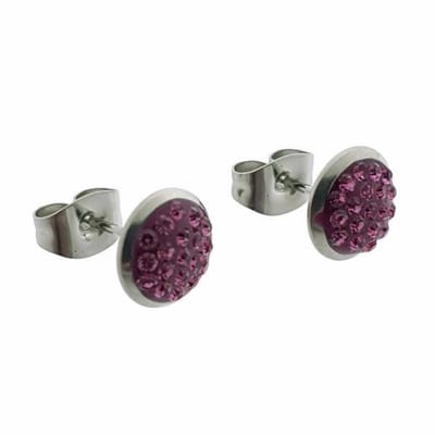Aramat Jewels | Oorbellen | Druzy Oorbellen met Kristal RVS | Fuchsia Roze | | | | | Verkleurd niet
