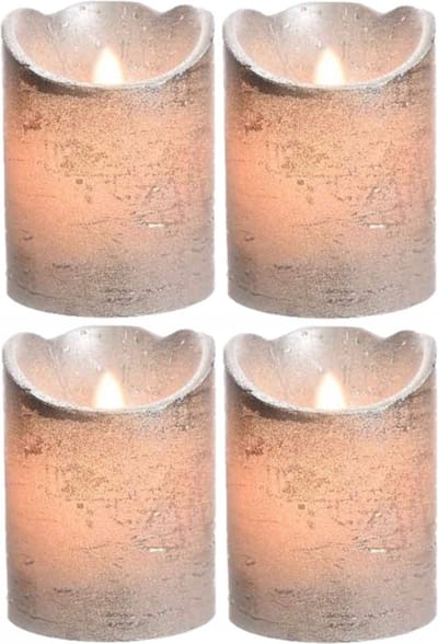 4x stuks LED kaarsen/stompkaarsen zilver 10 cm flakkerend