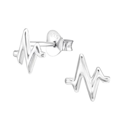 zilver hartslag oorstekers | heartbeat Ear Studs | zilveren oorbellen dames | Zilverana | zilveren oorbellen dames