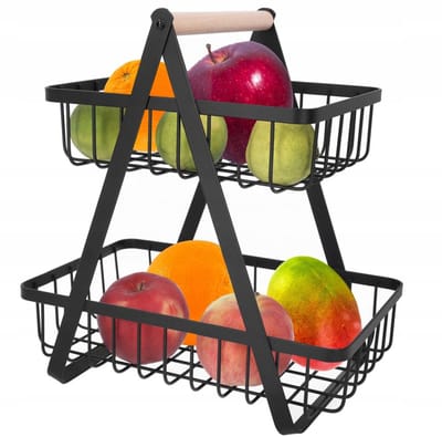 ER4 Fruitmand met twee niveaus, groentebord, metalen mand Loft