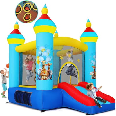 ZMR® Springkasteel - Springkussen - Springkasteel Opblaasbaar - Blauw - 270cm x 210cm x 180cm
