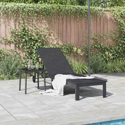 vidaXL Ligstoel Zwart 206 x 62,5 x 74 cm poly rattan