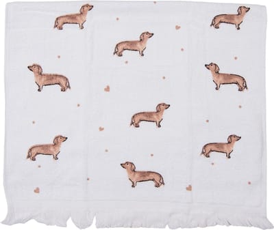 Clayre & Eef Gastendoekje 40x66 cm Beige Bruin Katoen Teckels