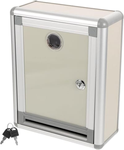 Brievenbus met slot - Ideeënbus donatiebox - Veilig opbergen - Wandmontage mogelijk - 27x21.5cm - Grijs