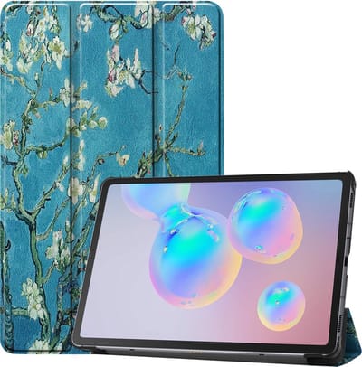 Hoes - Geschikt voor Samsung Galaxy Tab S6 Lite - Dun & Stevig - Trifold Bookcase - Hard Cover - Hardcover Book Case - Tablet Hoesje - Bloesem