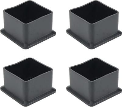 Set van 4 Rubberen Stoelpoot Dopjes - Zwart - Vloerbeschermers voor Vierkante/Rechthoekige Poten (Binnenmaat 38x38mm)