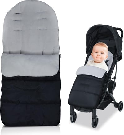Baby Voetenzak - Wandelwagen Accessoire - Warm Blijven - Waterdicht Winddicht - 88 x 40 cm - Grijs