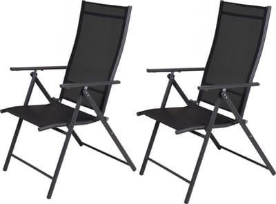 Pro Garden Pro Garden Vouwstoel/ Klapstoel/ Tuinstoel/ Campingstoel - 2 STUKS -59 X 108 cm - Metaal/polyester - Antraciet