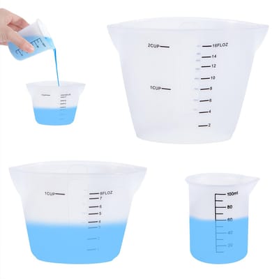 Dailygoods- Siliconen Maatbeker - 3 Stuks - Mengbeker voor Staafmixer - Maatbeker met Deksel - Epoxyhars Gietvormen - Handgemaakt Laboratorium