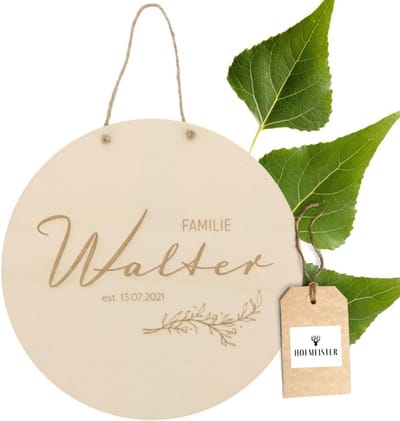 Gegraveerd Houten Naambord voor Voordeur - Gepersonaliseerd Familiehuis Naamplaat met Hanger