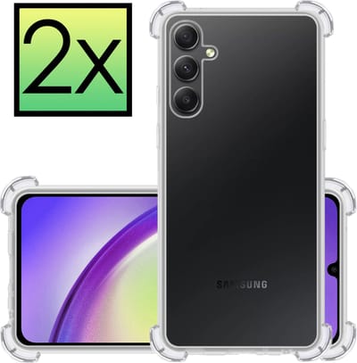 Hoesje - 2 Stuks - Geschikt voor Samsung Galaxy A34 - Sterk & Shockproof - Siliconen Case - Back Cover - Telefoon Hoes Shock Proof - Transparant