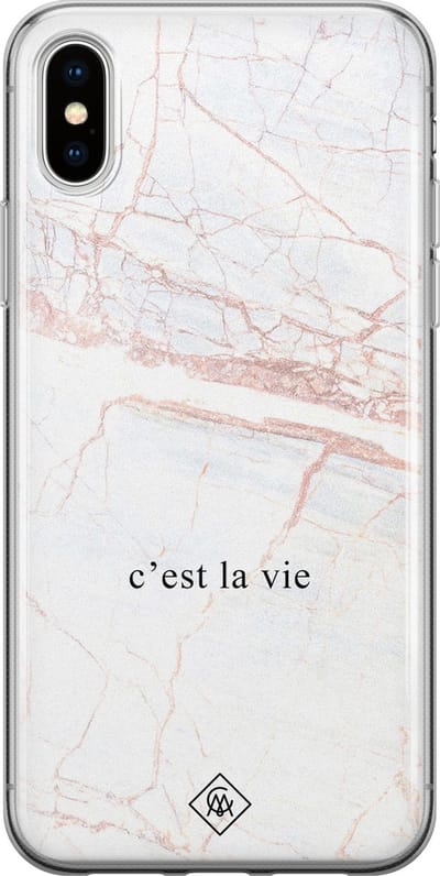 Casimoda® hoesje - Geschikt voor iPhone Xs - C'est La Vie - Siliconen/TPU telefoonhoesje - Backcover - Tekst - Blauw