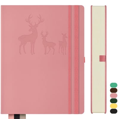 Allecto - Notitieboek B5 - Bullet Journal - Hardcover lederen notitieboek - Roze - Gelinieerd papier - Geschikt voor kantoor en school