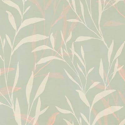 Natuur behang Profhome 782221-GU vliesbehang hardvinyl warmdruk in reliëf glad met bloemmotief mat olijf witgroen crèmewit roze 5,33 m2