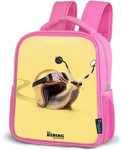 NoBoringSuitcases.com® - Rugzak roze - Schooltas meisjes - Slak met motorhelm - Kinder rugtas meisje - Boekentas kind - Kinderrugzak voor school - Schoolrugzak
