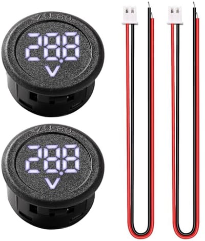 2Pcs DC LED Digitale Voltmeter 5V-100V – Ronde 2-draad Voltmonitort