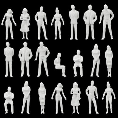 100PCS Witte Mini Mensen Figuren - 1:50 Schaal - Miniatuur Figuren voor Micro Landschappen en Diorama's
