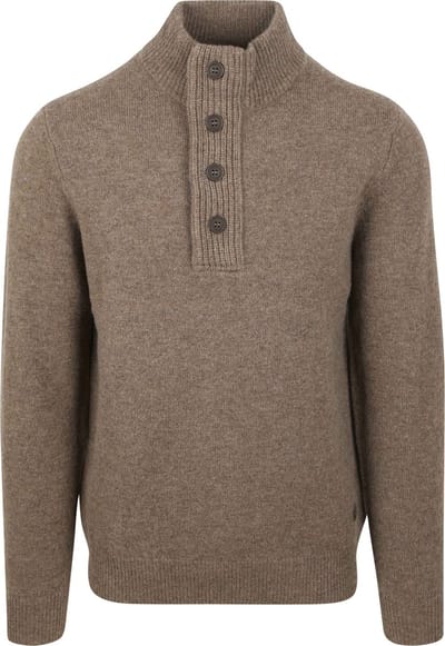 Barbour Mocker Trui Wol Taupe - Maat XXL - Heren - Quarter zip