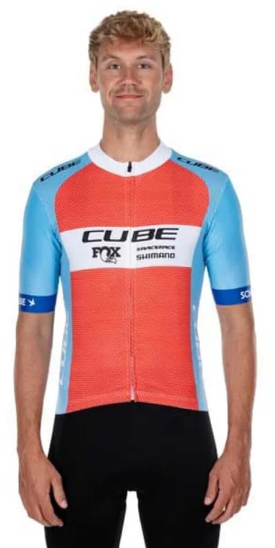 Cube Factory Racing Korte Mouw Wielertrui Blauw 2XL Man