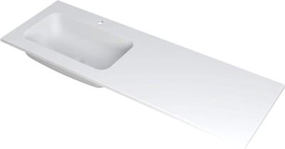 INK Faktor wastafel - 140x45x1.5cm - 1 wasbak links - 1 kraangat - polystone wit mat