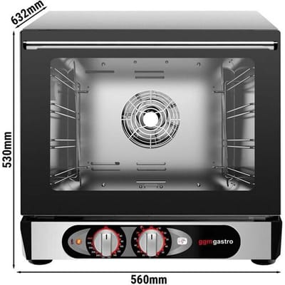 GGM Gastro Heißluftofen KOMPAKT mit Dampffunktion - Manuell - inkl. 4 Bleche 450x340mm Zilver