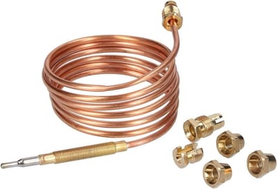 Thermokoppel Universeel - Gas Aansluiting - Apparaten Repareren - Met Adapters - 1200mm - Zilver