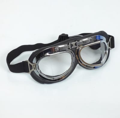 chroom en zwart retro vintage look vliegeniersring voor motor of auto jethelm helder glas