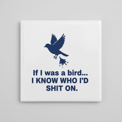 Grappige Tekst Keramische Wandtegel “If I Was a Bird, I Know Who I’d Shit On” – Sarcastische Humor Woondecoratie – 15 x 15 cm