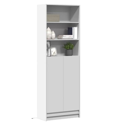 vidaXL - Hoge - kast - met - LED - 69x32,5x200 - cm - bewerkt - hout - wit