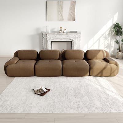 4-zits zachte corduroy sofa stof - frameloze sofa - huisdiervriendelijk en ergonomisch - slaapkamer en kantoor - bruin
