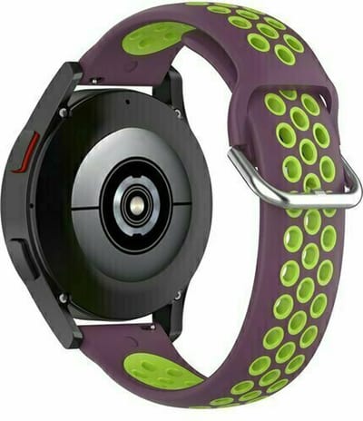 By Qubix - 22mm - Siliconen sportbandje met gesp - Paars + groen - geschikt voor Huawei Watch 3 / 4 / 5 (pro) - 46mm & geschikt voor Huawei Watch GT / GT 2 / GT 3 (pro) / GT 4 (pro) / GT 5 (pro) / GT 6 (pro) 46mm / Ultimate / Ultimat
