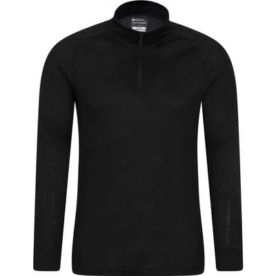 Mountain Warehouse Heren Talus Zip Neck Thermo Top met lange mouwen (Zwart)