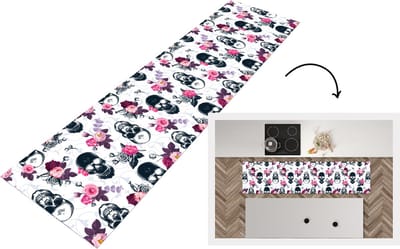 Keukenloper - Loper keuken - Tieners - Skull - Roos - Patronen - 200x50 cm - Keukenloper vinyl