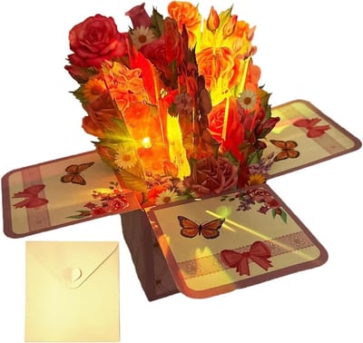 Pop-up wenskaarten - 3D boeket - Geschenken geven - Met muziek en licht - 216 x 177 cm - Uniek