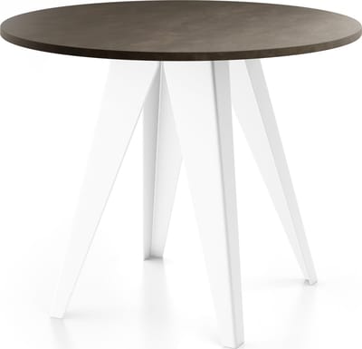 Ronde Uittrekbare Eettafel in Industriële Stijl - Modern Wit met Metalen Poten